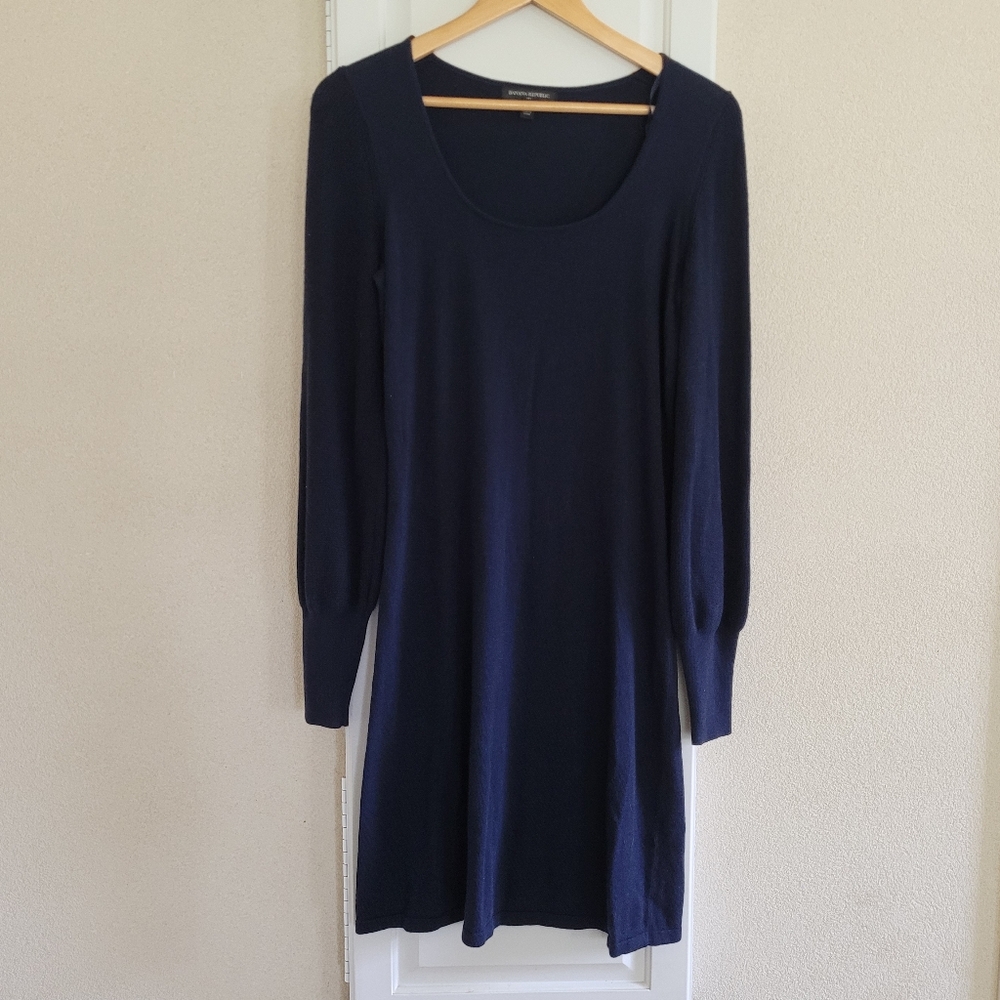 Banana Republic Navy Blue Scoop Neck Long Sleeve Sweater Dress Size Small